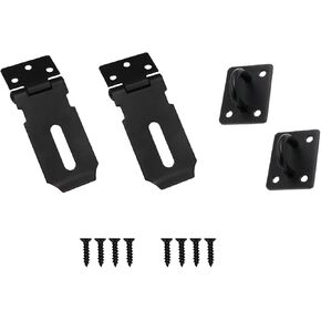 Stainless Steel Hasp Lock, Padlock Latch, Deadbolt, 3/4/5 Inch, Matte Black, 2/4 Packs with Screws for Door, Shed, Cabinet