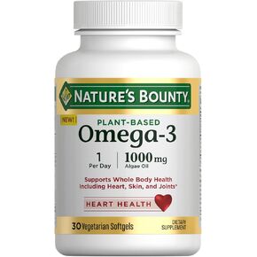 Nature's Bounty Plant-Based Omega-3, Supports Heart, Skin, Joint and Whole Body Health, 520mg Omega-3, 30 Softgels