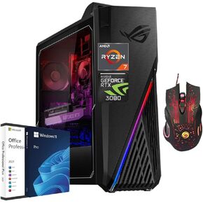 ASUS 2024 Newest ROG Stri GA15 Gaming Desktop, AMD Ryzen 7-5800X(8 cores), NVIDIA GeForce RTX 3080, 32GB RAM, 1TB SSD, Wi-Fi 6, Bluetooth, Windows 11 Pro, with Microsoft Office Lifetime License