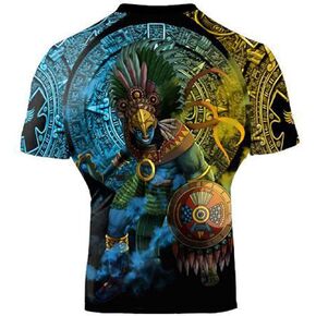 Men's Huitzilopochtli Aztec Short Sleeve Rash Guard MMA BJJ Black