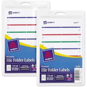 Avery File Folder Labels .33 Cut 252/Pkg-Assorted Colors