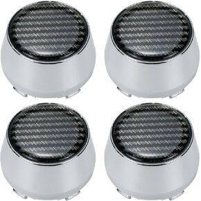 60mm Wheel Rim Hub Center Covers Center Caps Replacement 36mm Height with 50mm Lug to Lug Dia (Chrome Base & Thickened Carbon Fiber Sticker) - 4Pcs