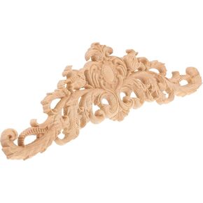BESPORTBLE Wood Applique Onlay - Long Carvings Overlays Decor, Unpainted Wooden Carved Corner Decals, Retro Carvings Embellishments for Drawers Door Cabinet Mirror Dresser Euro Furniture