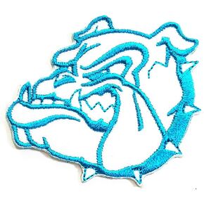 Gray Head Right Bulldog Pitbull Cartoon Animal Sticker Embroidery Patch Cute Puppy Pug Dog Pitbull Bulldog Dog Pet Iron-on Patch Embroidered Applique English Dog Canine Mastiff Craft (02)