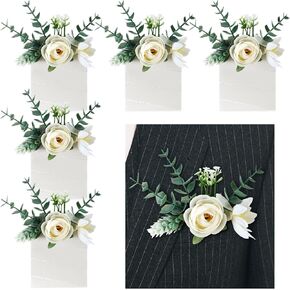 6 Pcs Wedding Boutonniere Pocket Flower Boutonniere for Wedding Ceremony Anniversary Boutonnieres with Pocket for Groom and Groomsmen Dinner Wedding Party(Elegant)
