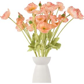 Artificial Poppy Flowers 6pcs for Home Garden Décor, Bouquet, Room Decoration Faux Silk Flowers