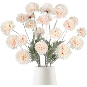 Chrysanthemum Artificial Flowers Pink Silk Hydrangea 5 Bundles Faux Kiku Flower with Stems Fake Pompon Mum Ball Flowers for Home Garden Office Wedding Decoration Floral Arrangements (Pink)