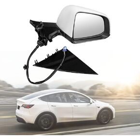 مرآة جانبية يمين مضادة للوهج متوافقة مع 2020 2021 2022 2023 Tesla Model Y 1594112-00-C، أبيض