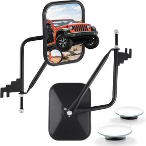 LivTee Upgraded Mirrors Doors Off with Blind Spot Mirror, Anti-Shake Side View Mirrors Fit for Jeep Wrangler JT and JL 2018-2024, Wider View More Fixed and Easy-Install, Car Exterior Accessories-2PCS