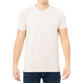 X RAY Men's Soft Stretch Cotton Short Sleeve Solid Color Slim Fit Henley T-Shirt