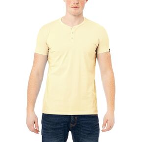 X RAY Men's Soft Stretch Cotton Short Sleeve Solid Color Slim Fit Henley T-Shirt