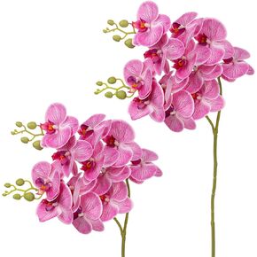 30 Inch Blue Orchids Artificial Flowers Real Touch Phalaenopsis Spray Artificial Orchid Stems with 12 Orchid Flowers Fake Phalaenopsis Tall Faux Flowers Arrangement for Home Decor Party Wedding Decor