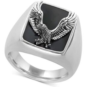 Vintage Hawk Eagle Ring for Men, USA Flying American Bald Eagle Ring, Viking Eagle Totem Rings, Retro Eagle Signet Amulet Ring, Punk Rock Animal Eagle Patriotic Jewelry Gift for Veterans Men mens