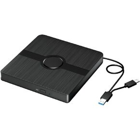 External Blu Ray Drive, BD Player with Read/Write Capability Portable Blu-ray Player with USB 3.0 and Type-C CD/DVD Burner 3D Blu-ray Drive Compatible with Win10 and Mac OS,Drive Blu Ray Player for PC