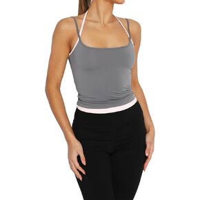 Women Color Block Crop Cami Top Sleeveless Contrast Patchwork Spaghetti Strap Tank Top Summer Y2K Going Out Top