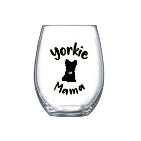 Yorkie Gifts for Women Best Yorkie Mom Dog Gifts Stemless Wine Glass for Her Large 0135