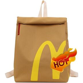 Classic Funny Retro Paper Bag Large Capacity Backpack Cute Personalized Shoulder Crossbody Bag Casual Canvas Backpack Notebook Bag