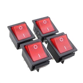 4PCS Toggle Switches Boat Switches Rocker Switches 4 Feet 2 Positions with Red Indicator Light Flame Retardant PC Material Suitable for Electronic Equipment and Household Appliance