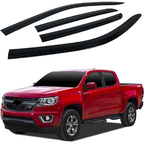 AUTOCLOVER Tape-On Rain Guards Window Visors 4 Pcs Set for Chevrolet Colorado Crew Cab 2015 2016 2017 2018 2019 2020 2021 2022 / Window Deflectors, Out-Channel Vent Shades (Smoked)