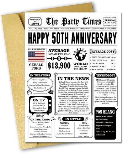Happy 50th Anniversary Card Gifts for Women Men, Jumbo 50th Wedding Anniversary Cards Gift for Husband Wife, Retro 50 Year Old Anniversary Decoration for Couple in Kuwait