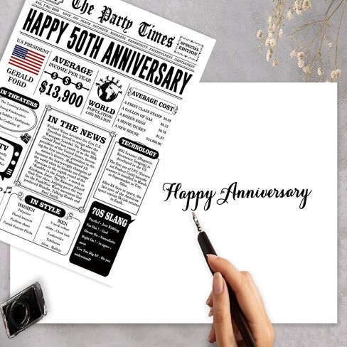 Happy 50th Anniversary Card Gifts for Women Men, Jumbo 50th Wedding Anniversary Cards Gift for Husband Wife, Retro 50 Year Old Anniversary Decoration for Couple in Kuwait