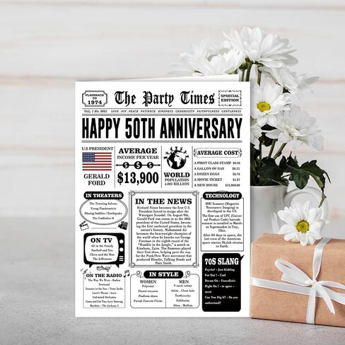 Happy 50th Anniversary Card Gifts for Women Men, Jumbo 50th Wedding Anniversary Cards Gift for Husband Wife, Retro 50 Year Old Anniversary Decoration for Couple in Kuwait