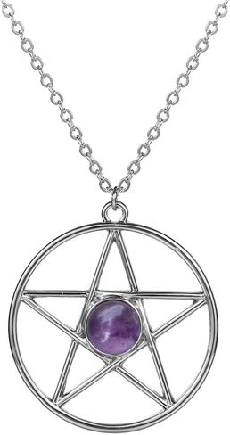 Pentagram Star Semi-Precious Stones Pendant Wiccan Pagan Necklace 18 Inch in Saudi Arabia