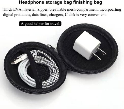 AKOAK 6 Pcs Portable Round Earphone Storage Box USB Data Cable Hard Disk Zipper Bag Storage Bag in Saudi Arabia