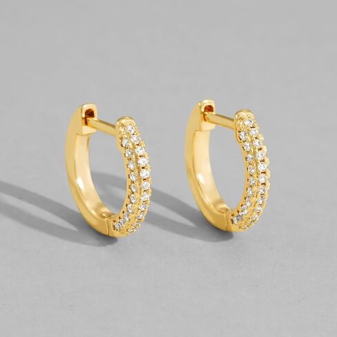 Dremmy Studios Dainty CZ Huggie هوب أقراط 14K الذهب مملوءة مكتنزة بسيطة لطيف سميكة جولة هدب الكرة الخرزة النجمية الكفة أقراط مكعب زركونيا هوب أقراط الحد الأدنى هدية شخصية لها in Kuwait