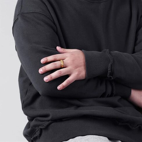 خاتم زفاف كلاسيكي من الفولاذ المقاوم للصدأ للرجال والنساء مرصع بحلقة مربعة من الخشب لراكبي الدراجات النارية in Kuwait