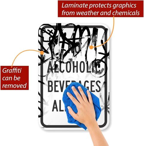 SmartSign - K-1009-AL-12x18 لافتة "ممنوع تناول المشروبات الكحولية" | ألومنيوم مقاس 12 × 18 بوصة in Kuwait