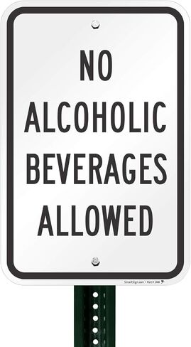 SmartSign - K-1009-AL-12x18 لافتة "ممنوع تناول المشروبات الكحولية" | ألومنيوم مقاس 12 × 18 بوصة in Kuwait
