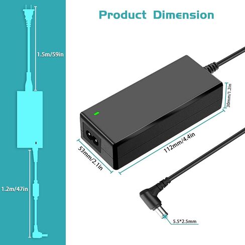 19V HP Monitor Power Supply, Replacement for HP Pavilion 27" 25" 23.8" 23" 21.5" 31.5" Display Power Cord, for VH240A 27f 24f 23f 27er 24ec 25es ADPC1945 IPS LED Backlit Full HD Display in Saudi Arabia