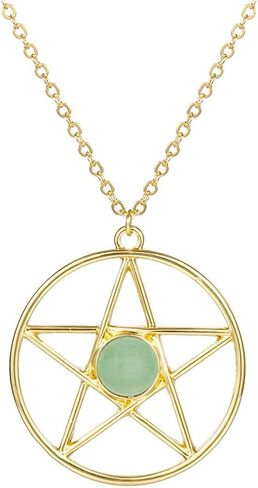 Pentagram Star Semi-Precious Stones Pendant Wiccan Pagan Necklace 18 Inch in Saudi Arabia