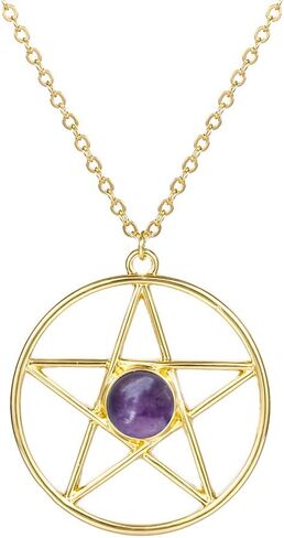 Pentagram Star Semi-Precious Stones Pendant Wiccan Pagan Necklace 18 Inch in Saudi Arabia