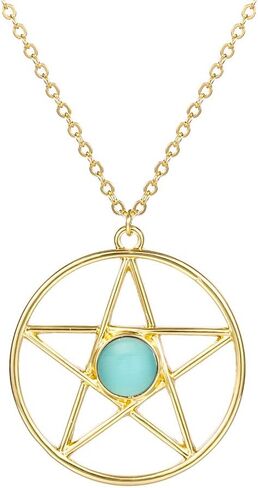 Pentagram Star Semi-Precious Stones Pendant Wiccan Pagan Necklace 18 Inch in Saudi Arabia