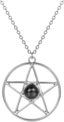 Pentagram Star Semi-Precious Stones Pendant Wiccan Pagan Necklace 18 Inch in Saudi Arabia