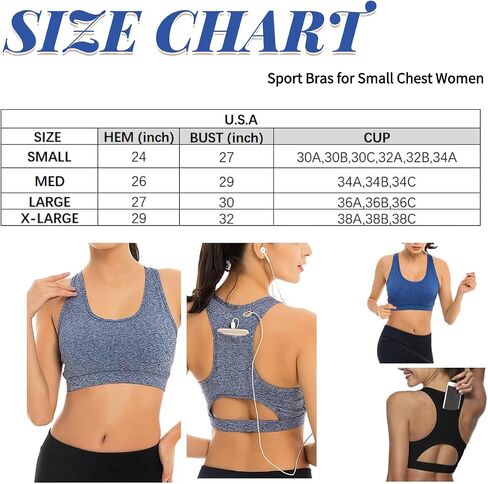 Racerback Sports Bras for Small Chest Women w/Cell Phone Pocket Padded Seamless High Impact Support (White,S) in Saudi Arabia