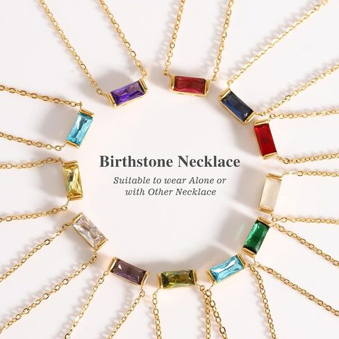 Gold Necklace for Women - 18K Gold Filled Birthstone Pendant Necklace 12 Months Birthstone Necklace Emerald Blue White Necklace Gold Necklace Gold Jewelry for Women Jewelry Gifts in Saudi Arabia