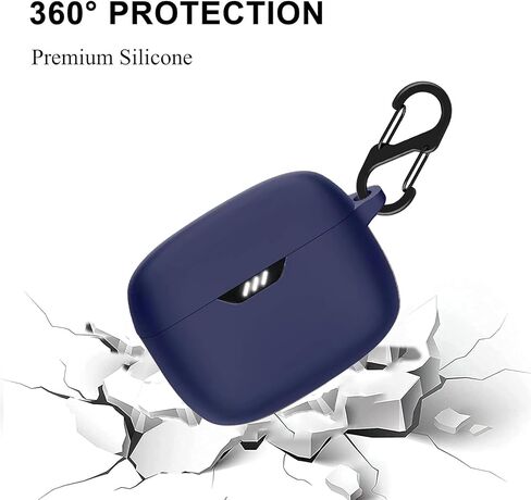 Silicone Case Compatible with JBL Tune Buds Earbuds, Shockproof Protective Earbuds Cover with Carabiner Accessories(Black) in Kuwait
