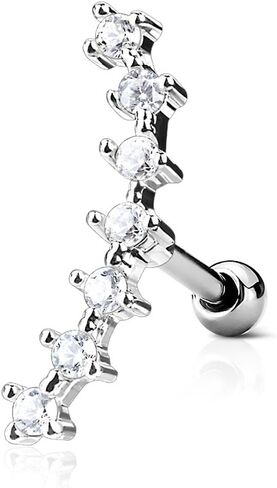 FIFTH CUE 16G CZ Curve Top 316L Surgical Steel Ear Cartilage Barbell Stud Labret Monroe Stud in Saudi Arabia