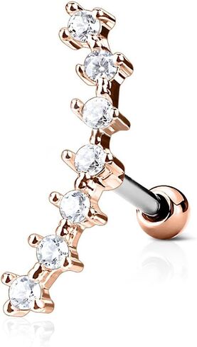 FIFTH CUE 16G CZ Curve Top 316L Surgical Steel Ear Cartilage Barbell Stud Labret Monroe Stud in Saudi Arabia