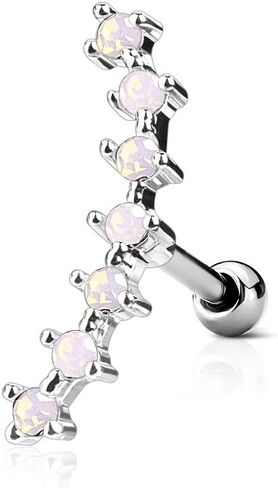 FIFTH CUE 16G CZ Curve Top 316L Surgical Steel Ear Cartilage Barbell Stud Labret Monroe Stud in Saudi Arabia
