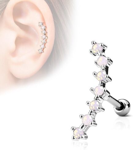 FIFTH CUE 16G CZ Curve Top 316L Surgical Steel Ear Cartilage Barbell Stud Labret Monroe Stud in Saudi Arabia