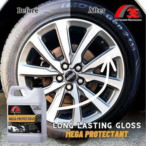 طلاء وتغطية الإطارات الفاخرة القابلة للرش من ميجا بروتكتانت، لمعان شديد ومتانة وحماية طويلة الأمد، يجف بسرعة عند اللمس، تركيبة غير دهنية 64 أونصة سائلة (نصف جالون) in Kuwait