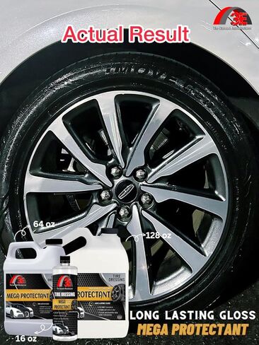 طلاء وتغطية الإطارات الفاخرة القابلة للرش من ميجا بروتكتانت، لمعان شديد ومتانة وحماية طويلة الأمد، يجف بسرعة عند اللمس، تركيبة غير دهنية 64 أونصة سائلة (نصف جالون) in Kuwait