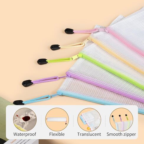 CHIF HAUTH 20pcs Mesh Zipper Pouch Bags, Waterproof Zipper Bag in A4 Size, 13.3 x 9.3 Inches, Ideal for Organizing Office Supplies and Board Games (20pcs, Black) in Saudi Arabia