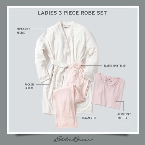 Eddie Bauer Women’s Pajama Set – 3 Piece Sleepwear Set - Bathrobe, T-Shirt, and Lounge Pants Set for Women (S-XXL) in Kuwait