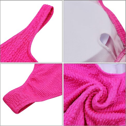 بدلة سباحة نسائية من قطعة واحدة مضلعة نيون من JUMISEE، بدلة استحمام مثيرة برقبة واسعة وظهر منخفض ومبطنة in Kuwait