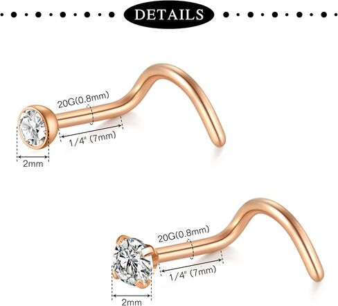 Anicina 18g 20g 22g Nose Rings Studs for Women Mens Nose Rings Hoops Surgical Steel Real Stud Nose Rings L Shaped Corkscrew Bone Nose Piercing Stud Jewelry Hypoallergenic 1.5mm 2mm 2.5mm 3mm in Kuwait